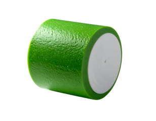 Green foam roller on black background