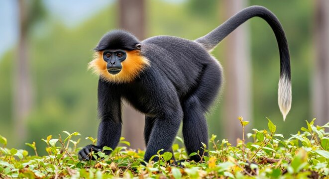 Striking Image Nilgiri Langur Western Ghats India Wildlife Primate