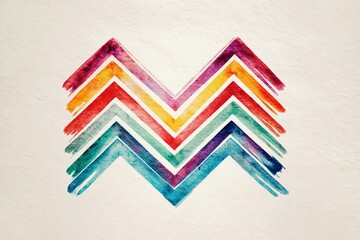 Expressive Watercolor Strokes Create Vibrant Zigzag Patterns on White Canvas Generative AI
