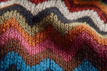 Vibrant Knitted Chevron Pattern Showcasing Rich Colors and Textures Generative AI