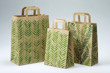 Eco-friendly Bags With Chevron Print Showcasing Natural Artistry and Design Generative AI