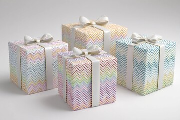 Charming Pastel Chevron Wrapped Gifts Perfect for Any Special Occasion Generative AI