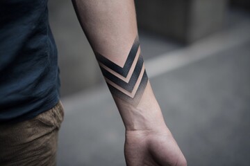 Chevron Tattoo Elegantly Displayed on Forearm Showcasing Urban Artistry Generative AI
