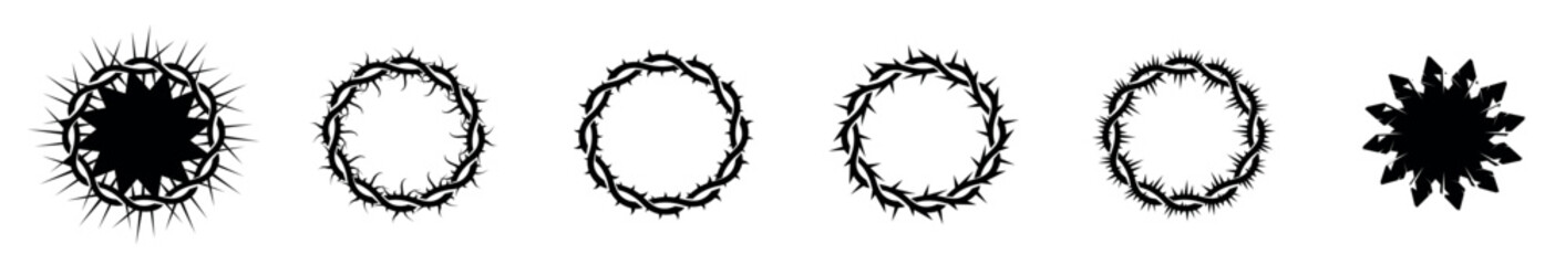 Ago053Crown of Thorns Icon, Jesus Christ Thorn Crown Icon with Long Shadow
vector illustration