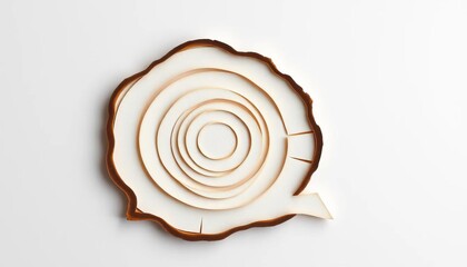 Fototapeta premium Layered paper cut wood log icon, showing depth & texture on white background, woodland, design