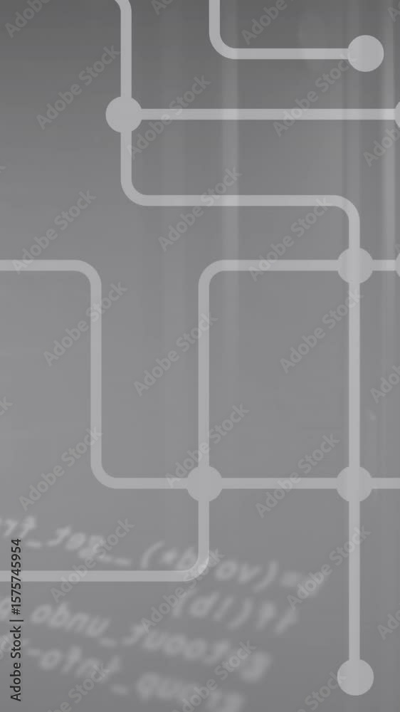 Poster animation of network of connections and data processing over server room