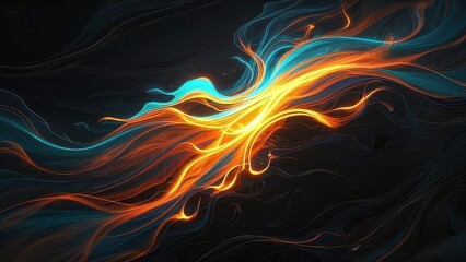 Abstract Swirling Energy Vibrant Orange and Teal Light Trails