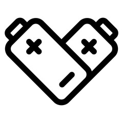 Icono pilas eléctricas como corazón con líneas  © teracreonte