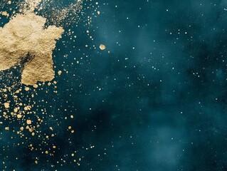 Abstract Teal Gold Splatter Background Texture