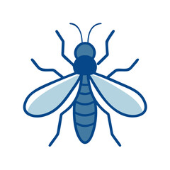 Blue insect illustration with detailed wings and body design  