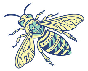Obraz premium Stylized illustration of a bee with detailed patterns and colors 
