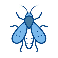 Blue insect illustration in flat design style  