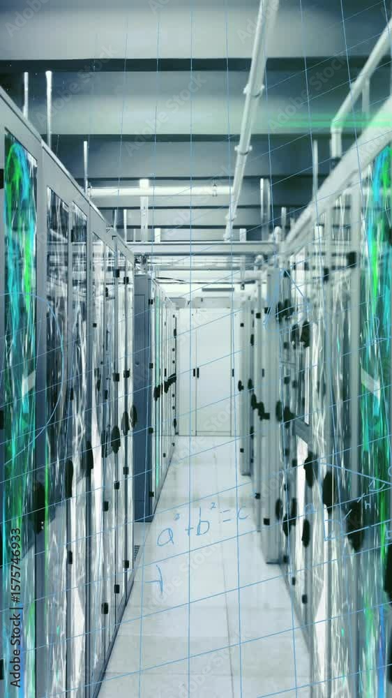 Poster animation of data processing over computer servers