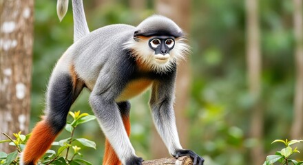 Fototapeta premium Vibrant Colorful Douc Langur Primate Wildlife Stunning Iconic