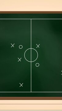 Animation of game plan on green board over beige background