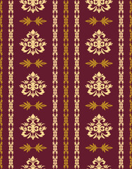 Elegant Burgundy and Gold Damask Pattern