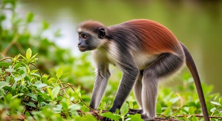 Obraz premium Action Shot Candid Niger Delta Red Colobus Primate Wildlife
