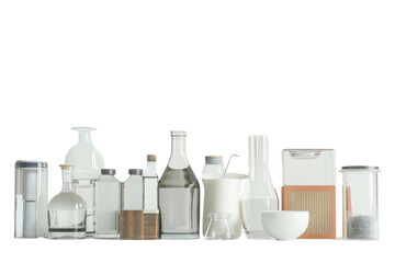Group of common household items isolated on transparent background