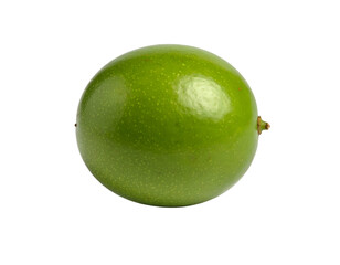 Whole green passion fruit isolated closeup