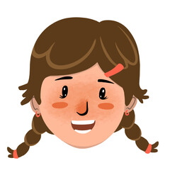 Cartoon Girl Illustration with Braids