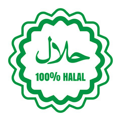 100% Halal Certified Badge Vector for Food and Product Labeling
