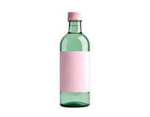 Minimalist green bottle with pink label