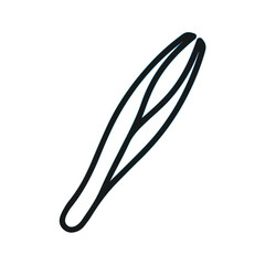 Simple black outline drawing of tweezers on a white background