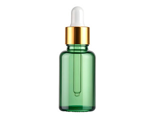 Green serum bottle on black background
