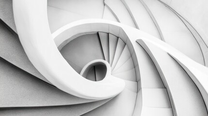 Fototapeta premium Abstract spiral staircase in grayscale (1)