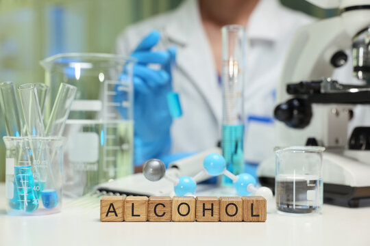 In a laboratory setting, we are investigating the various properties of alcohol using advanced scientific tools