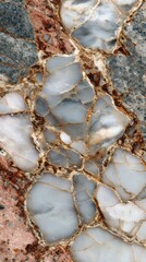 Captivating close-up of colorful agate stone showcasing intricate patterns and textures in natural mineral formation
