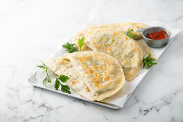 Vegan flatbreads with tomato sauce