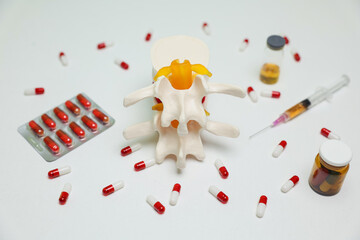 This is a visual representation illustrating spinal health alongside medication and a detailed...