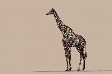 Elegant Giraffe Sculpture Standing Gracefully in a Minimalist Setting Generative AI