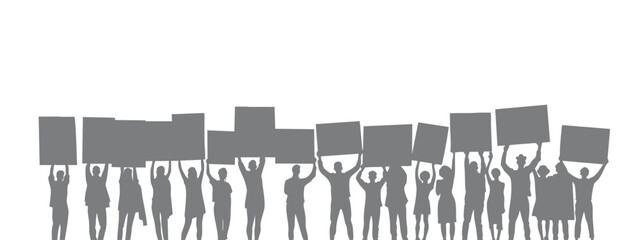 Background A group of demonstrators carrying posters