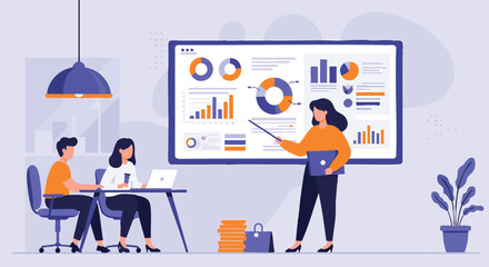 Fototapeta premium Businesswoman Explaining Financial Charts and Analytics in Office