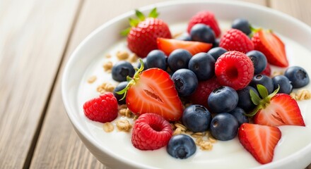 yogurt with different types of berries