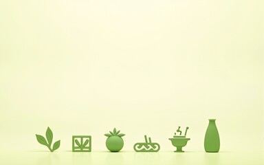 Eco-friendly lifestyle and sustainability icons on soft background. High quality