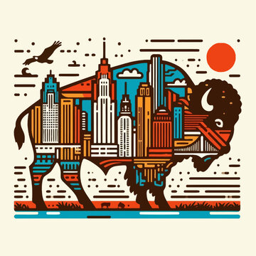 buffalo city vector artwork graphics