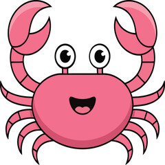 A playful and colorful illustration of a crab with big eyes and cheerful claws. This fun design is perfect for children's products.