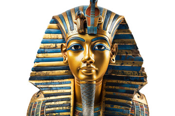 King pharaoh sculpture from ancient Egypt shown on transparent background