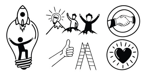 Modern Line Icon Set for Motivation Success and Achievement with a Dog Illustration on transparent background Perfect for web design and user interface projects This