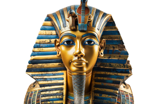 King pharaoh sculpture from ancient Egypt shown on transparent background