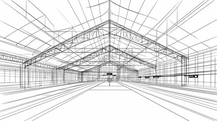 Architectural drawing of a large industrial building.