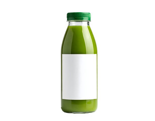 Green juice bottle on black background