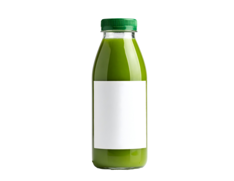 Green juice bottle on black background