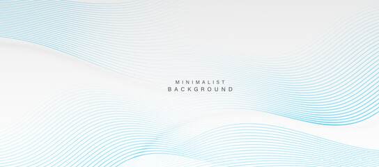Minimal white abstract background with curved blue lines.