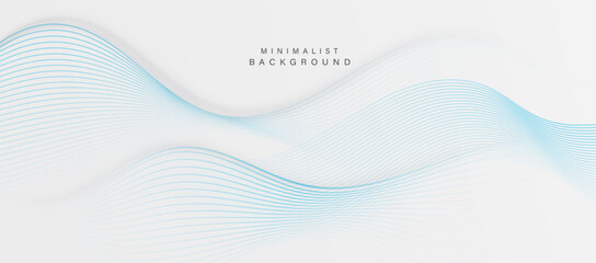 Minimal white abstract background with curved blue lines.