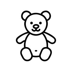 Fototapeta premium Cute line icon of a teddy bear. Great for parenting platforms, toy stores, and children’s content. The teddy bear icon symbolizes childhood, comfort, and emotional bonding for kids and families.