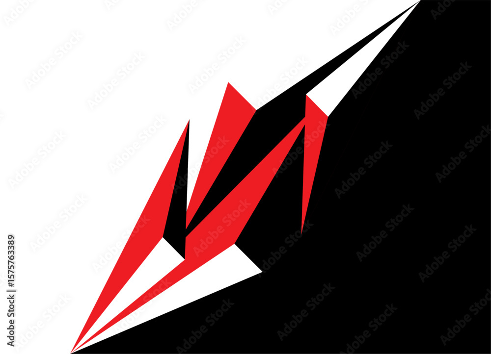 Poster vector transition. red and black abstract pattern of sharp shapes on white background. sporty stripe